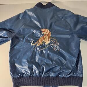 Vintage Kennington Tiger Embroidered Satin Bomber Jacket Sukajan Style 90s Size